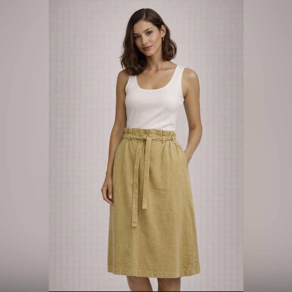 Valentino -vintage 70’s-brushed cotton corduroy skirt - buttery tan color